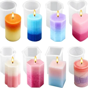 8PCS Reusable Silicone Candle Molds Set