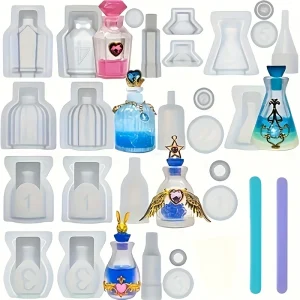 A Set Of 5 Perfume Bottle Resin Silicone Molds,
